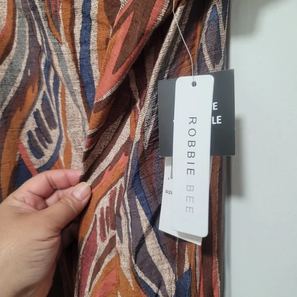 Robbie Bee Brown and Blue Tiered Sundress Size M - Picture 7 of 9